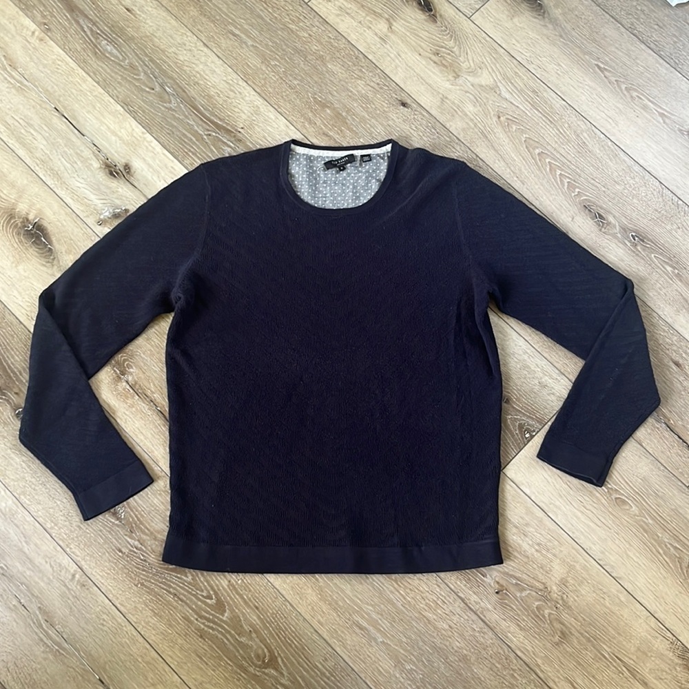 Ted Baker Nathe Navy Blue Textured Sweater